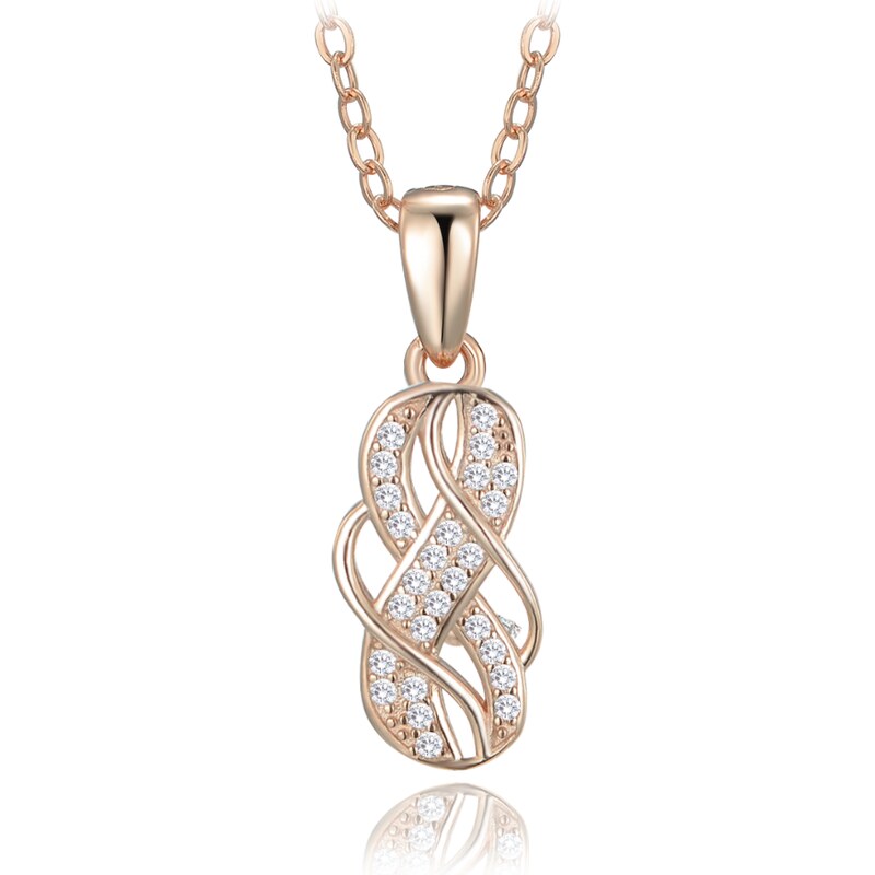 MINET Rose gold luxusní stříbrný náhrdelník s bílými zirkony