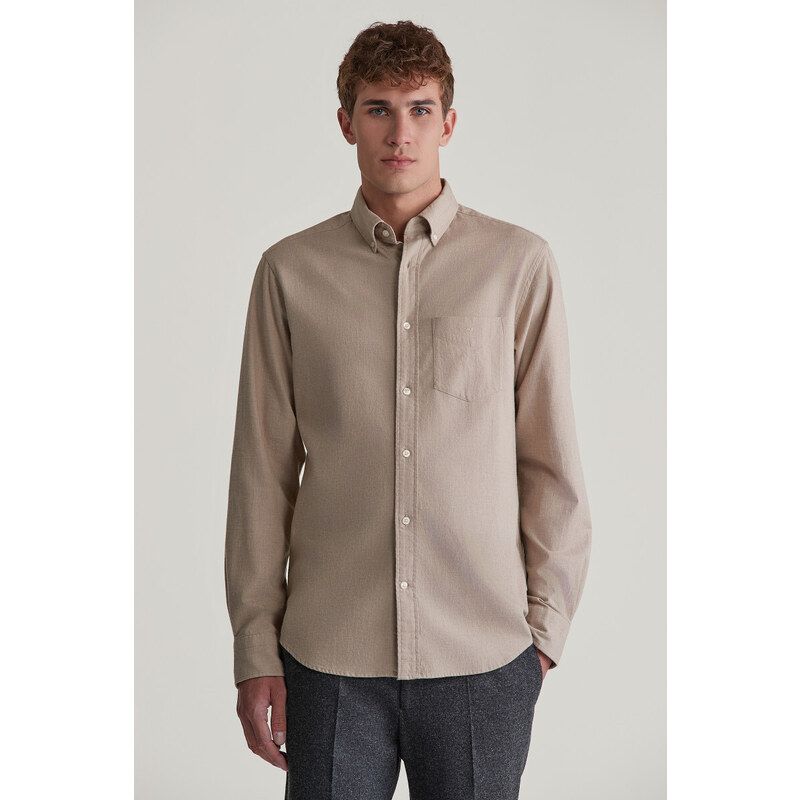 KOŠILE GANT REG FLANNEL MELANGE SHIRT DRY SAND