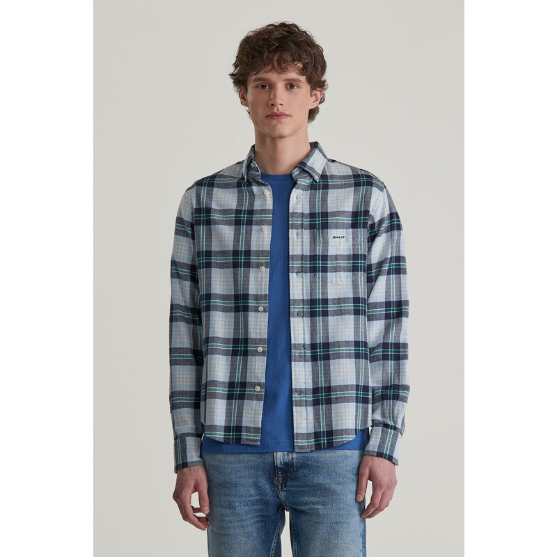 KOŠILE GANT REG FLANNEL PLAID SHIRT FRESH BLUE