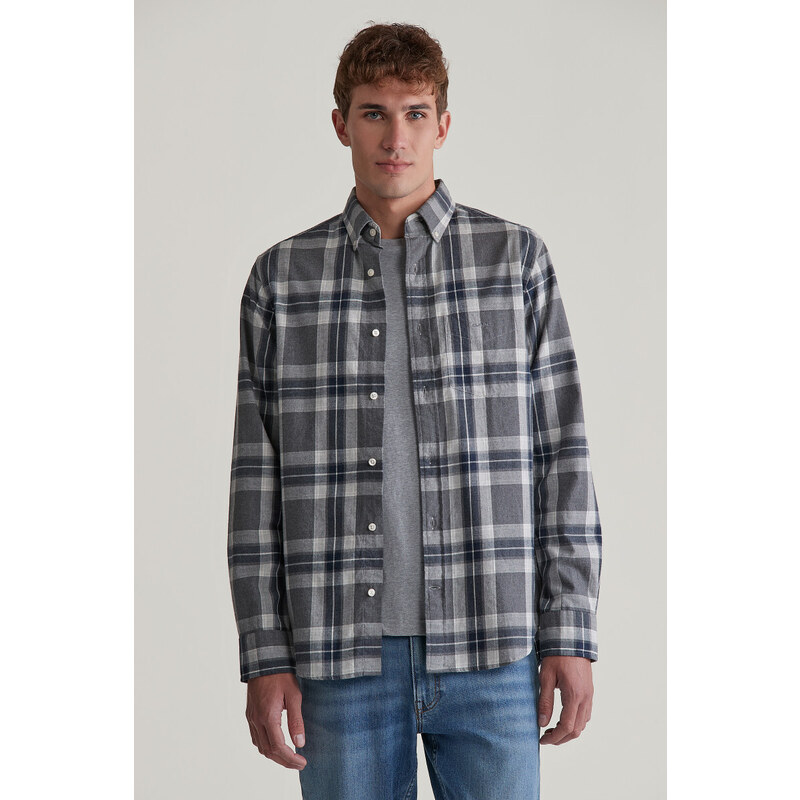 KOŠILE GANT REG TARTAN MELANGE CHECK SHIRT DARK GREY MELANGE