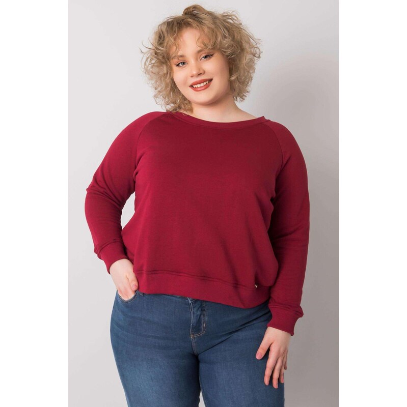 MladaModa Oversize mikina Donna bez kapuce vínová