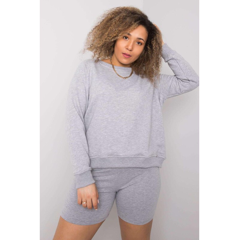 MladaModa Oversize mikina Donna bez kapuce šedá