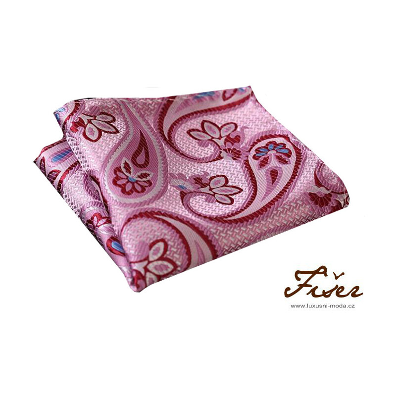 Fišer Hedvábný kapesníček růžový s velkým vzorem