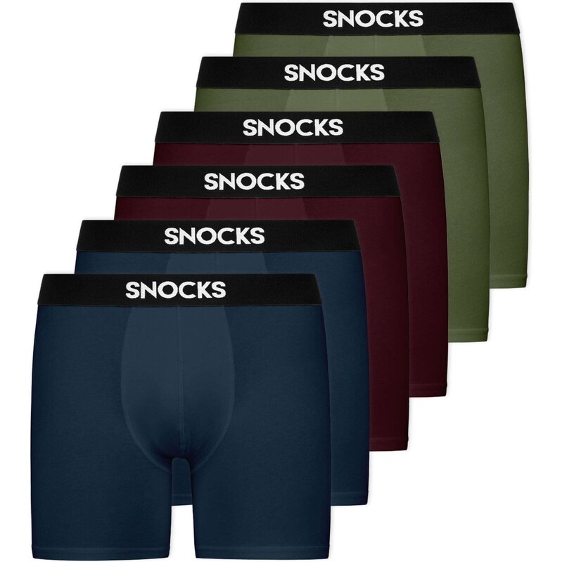 SNOCKS Boxerky tmavě modrá / olivová / burgundská červeň / černá