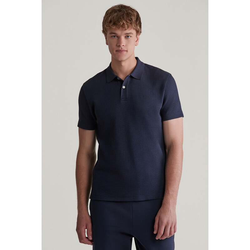 POLOKOŠILE GANT WAFFLE TEXTURED SS POLO EVENING BLUE