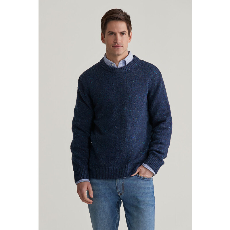 SVETR GANT NEPS WOOL C-NECK EVENING BLUE