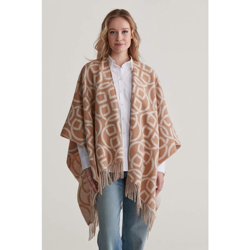 PONČO GANT G PATTERN PONCHO CARAMEL BEIGE