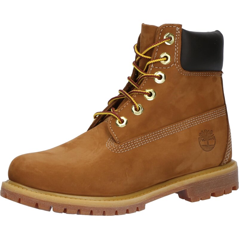 TIMBERLAND Šněrovací kozačky karamelová / černá