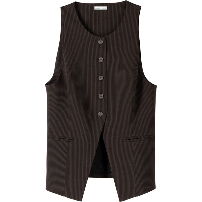 Bershka Vesta k obleku tmavě hnědá / tmavě šedá 109497275