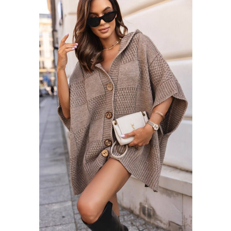 Dámské pončo s kapuci FASHIONWEEK-PERLA