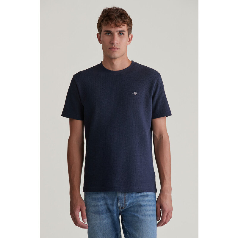 TRIČKO GANT TEXTURED SS TSHIRT EVENING BLUE