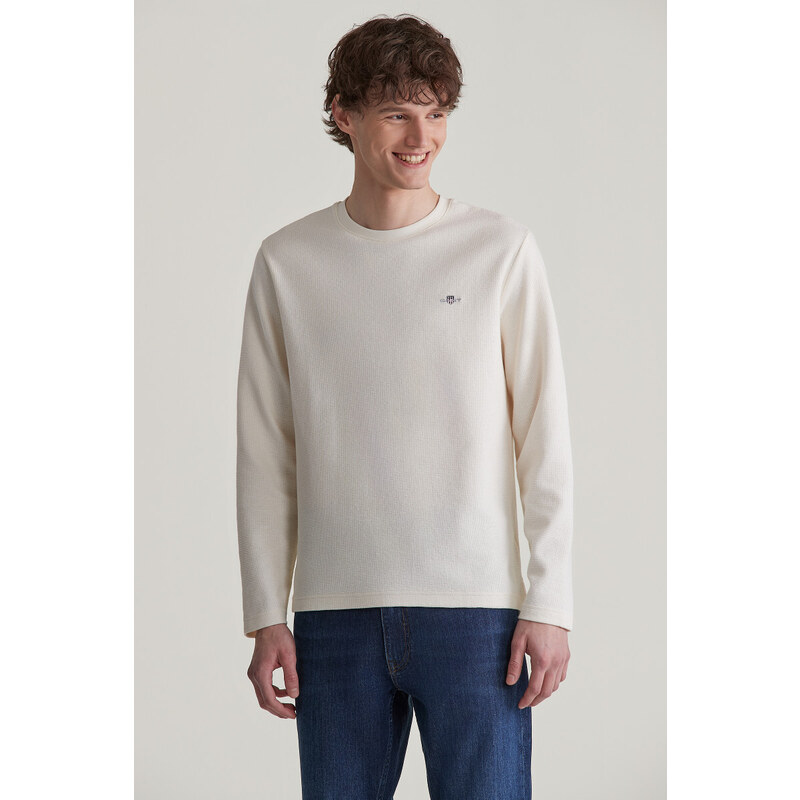 TRIČKO GANT TEXTURED LS TSHIRT CREAM