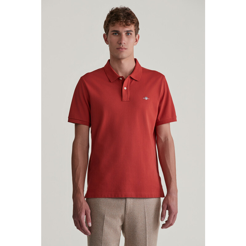 POLOKOŠILE GANT REG SHIELD SS PIQUE POLO IRON RED