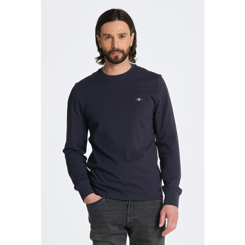 TRIČKO GANT SLIM PIQUE LS T-SHIRT EVENING BLUE