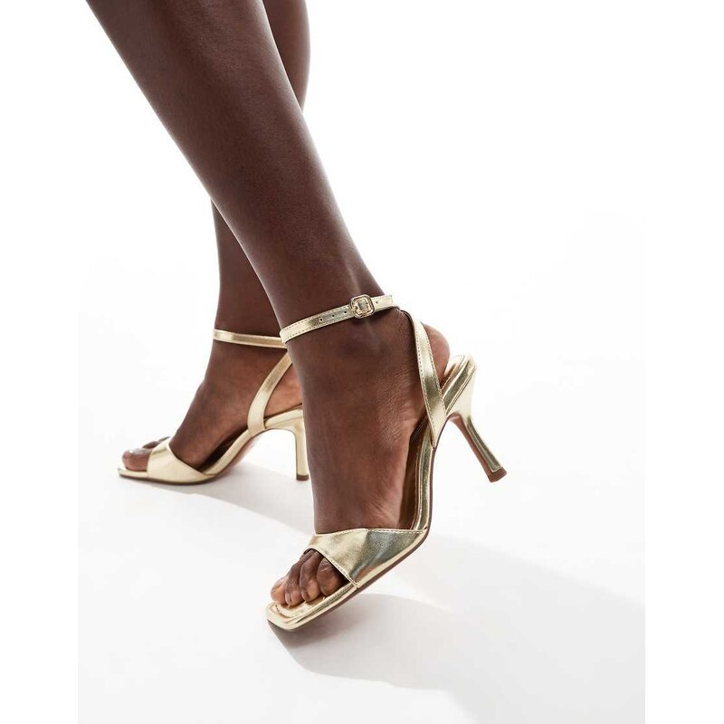 ASOS DESIGN Hollow barely there heeled sandals in gold