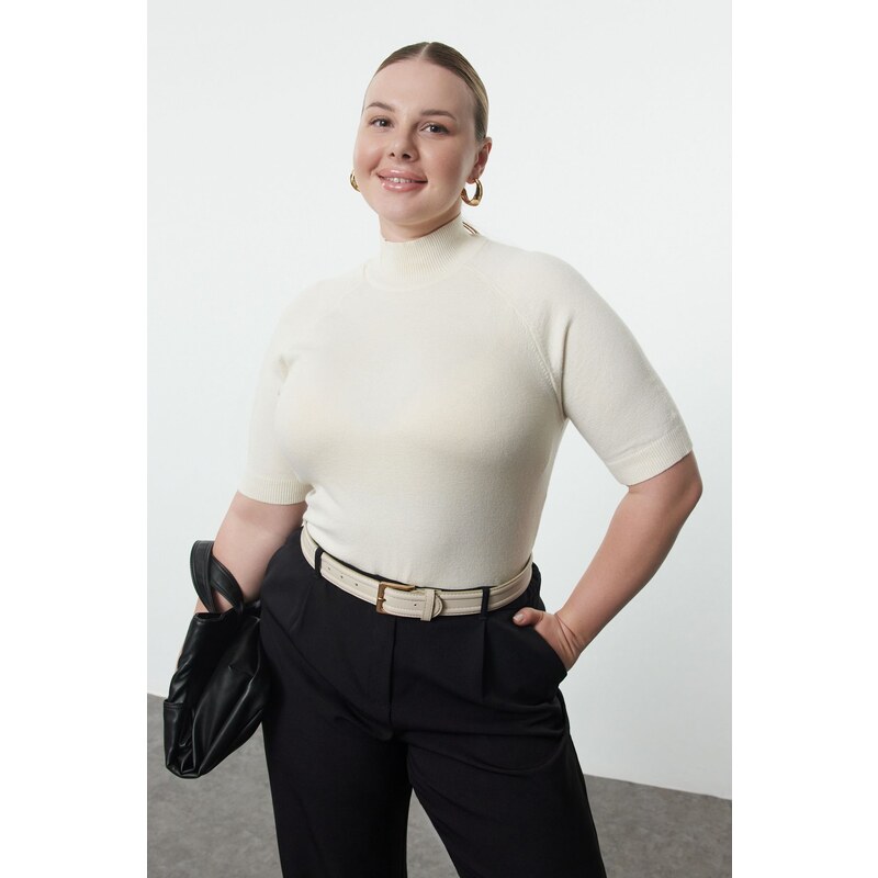 Trendyol Curve Ecru Stand Collar Premium Soft Quality Knitwear