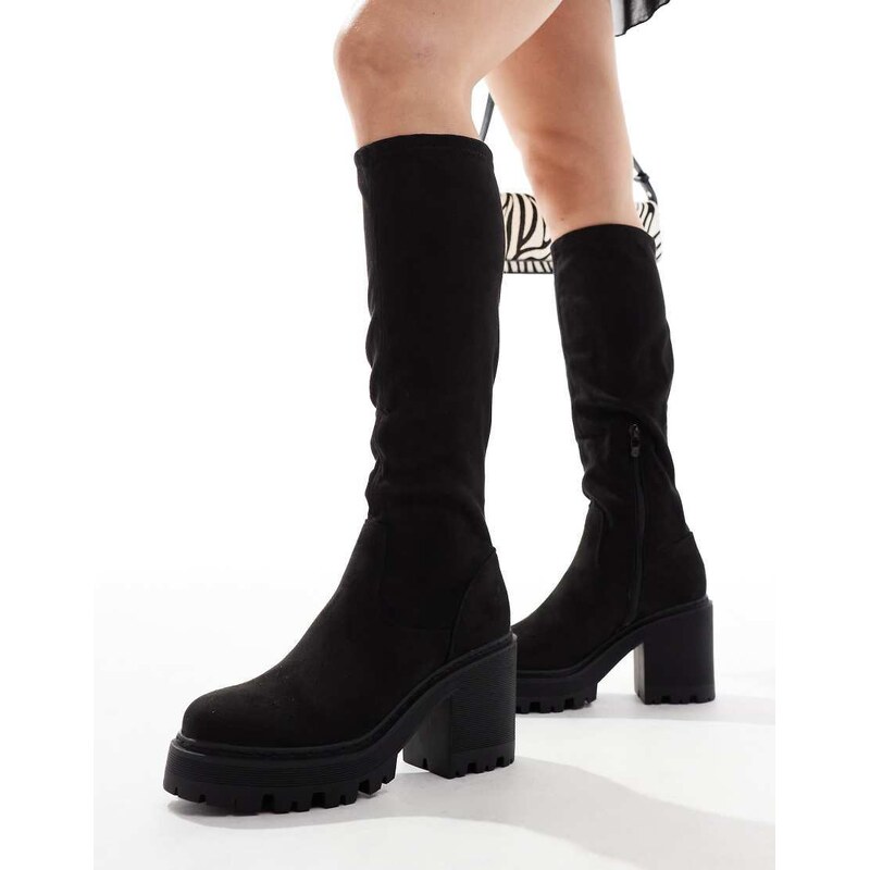SEQWL knee high chunky boots in black