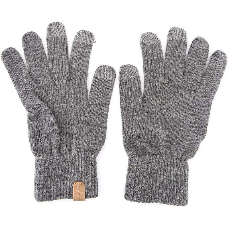 Světle šedé zimní rukavice Selected Leth
