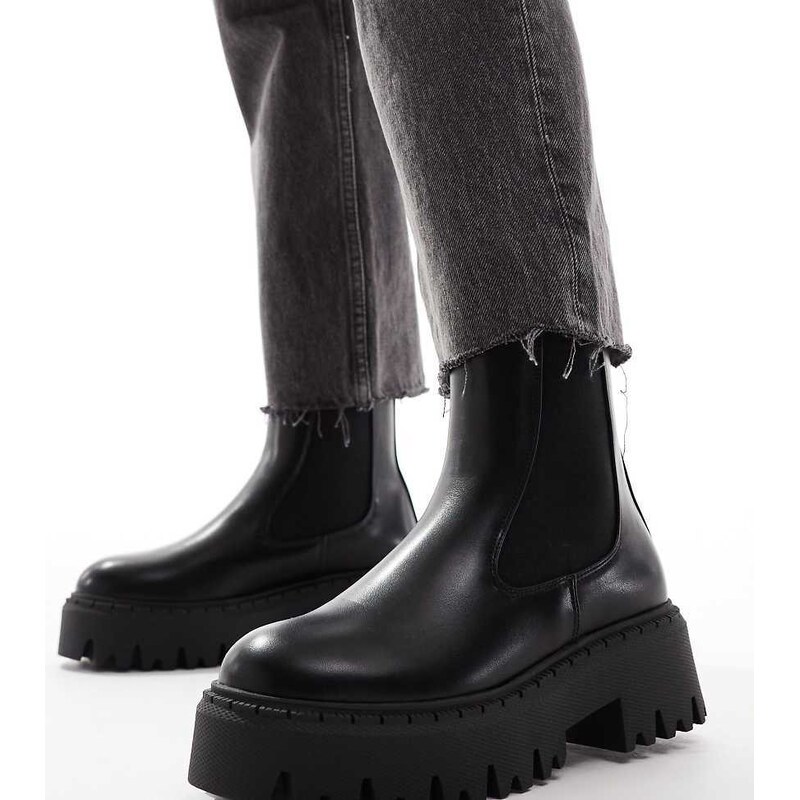 SEQWL Wide Fit chunky ankle boots in black 99581952