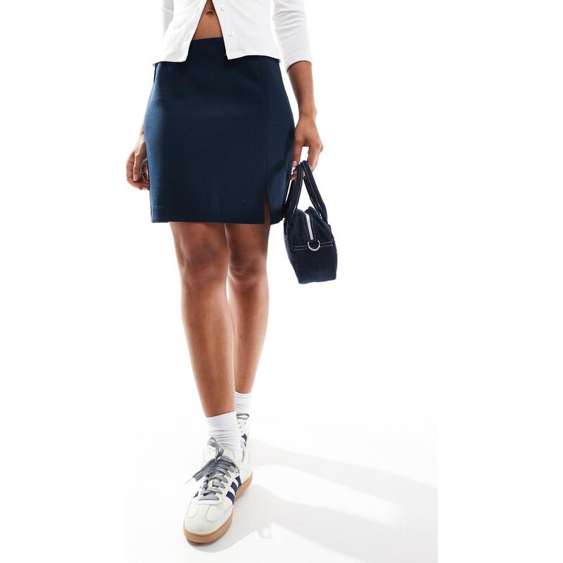 Object tailored mini skirt with notch front in navy 115554699