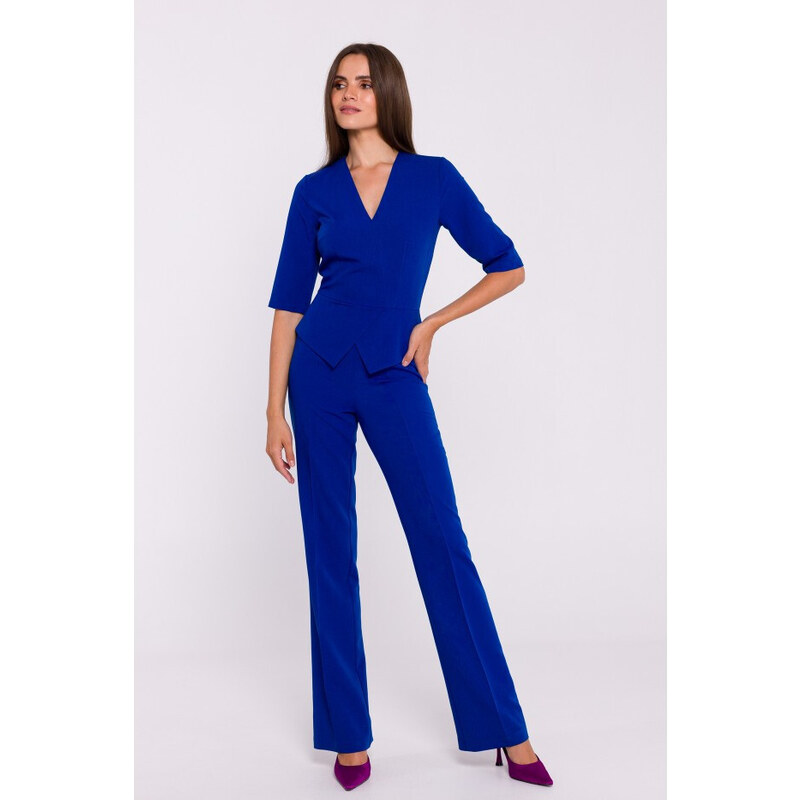 STYLOVE S377 Kombinéza Peplum - královská modř 99584173