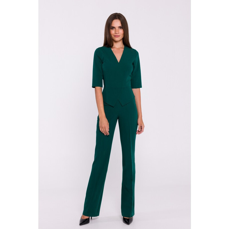 STYLOVE S377 Kombinéza Peplum - zelená 99584176