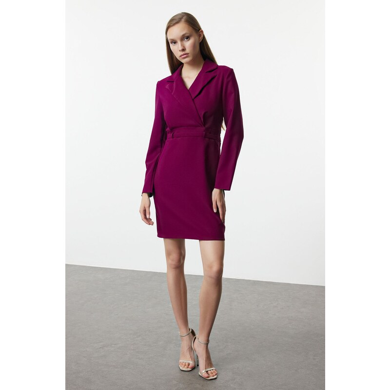 Trendyol Plum Jacket Collar Mini Woven Dress