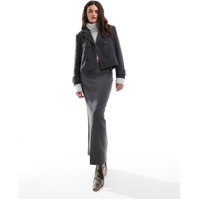 ONLY wool look short jacket in dark grey