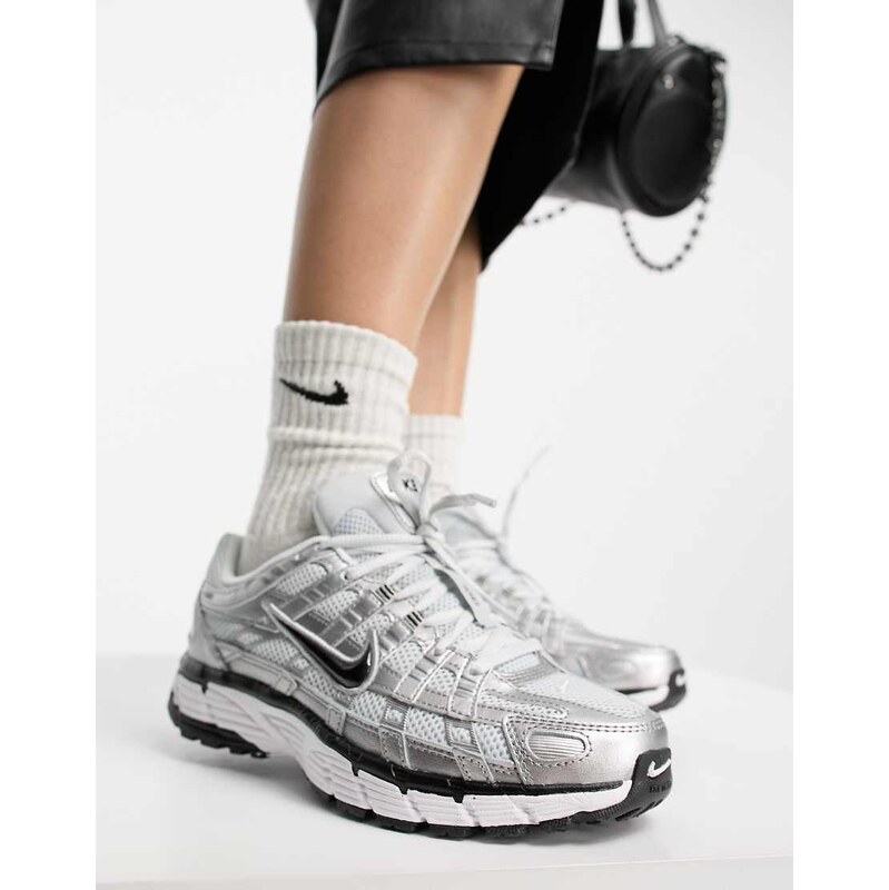 Nike P-6000 unisex trainers in silver and black