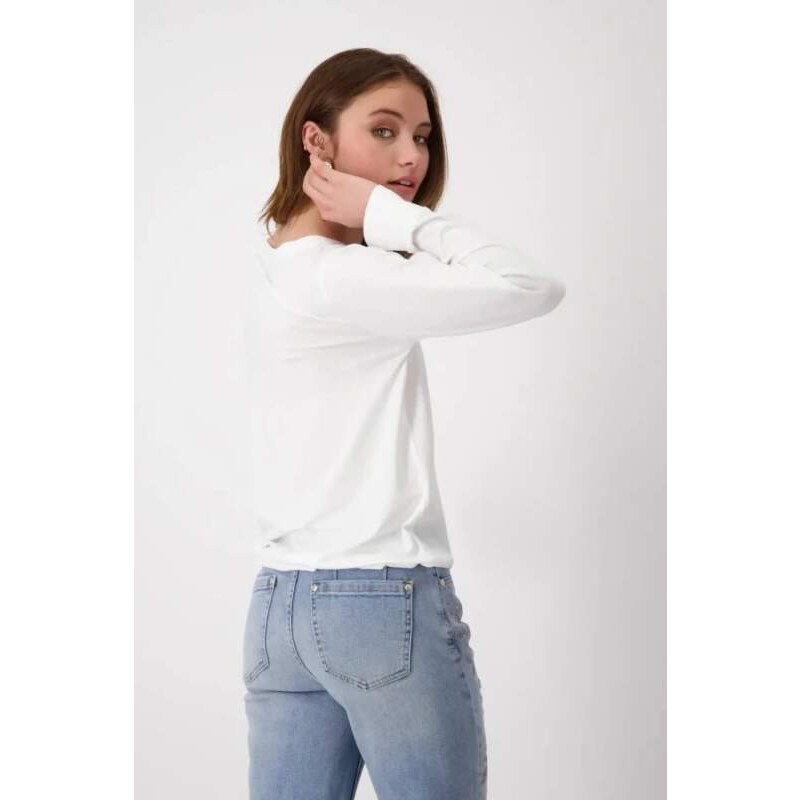 Monari elegantní halenka s ozdobnou kapsou bílá