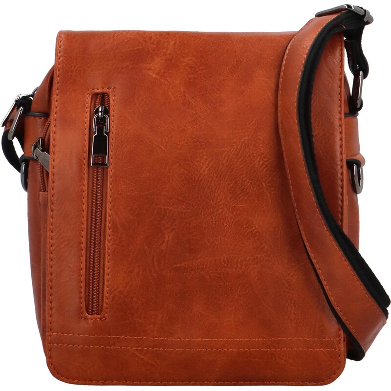 Sara Moda Módní pánská koženková crossbody taška Broderic, hnědá