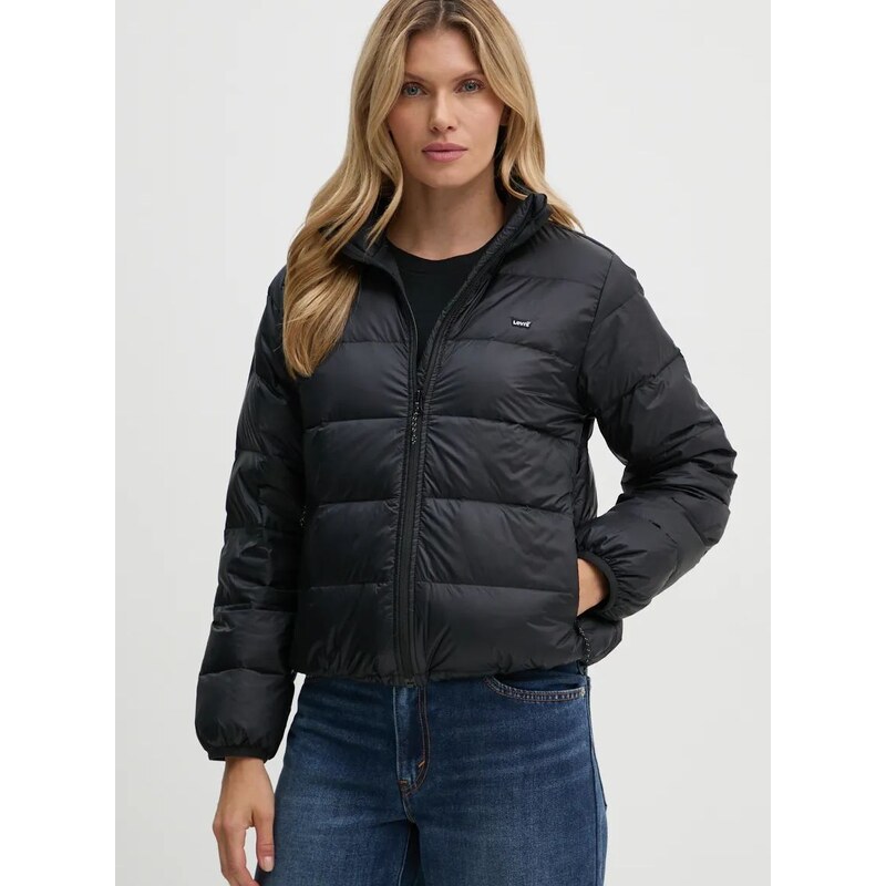 Péřová bunda Levi's dámská, černá barva, přechodná, A8320