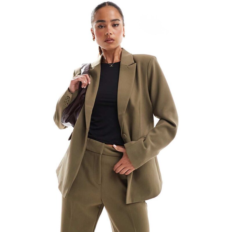YAS tailored single breasted blazer co-ord in taupe-Neutral