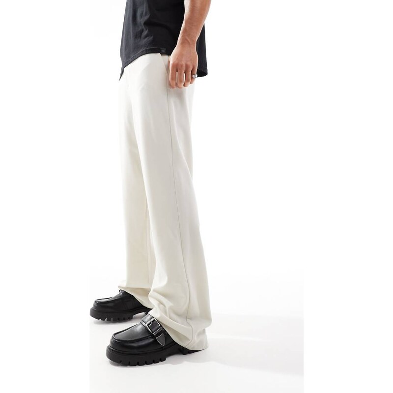 ONLY & SONS loose fit tailored trouser in cream-White