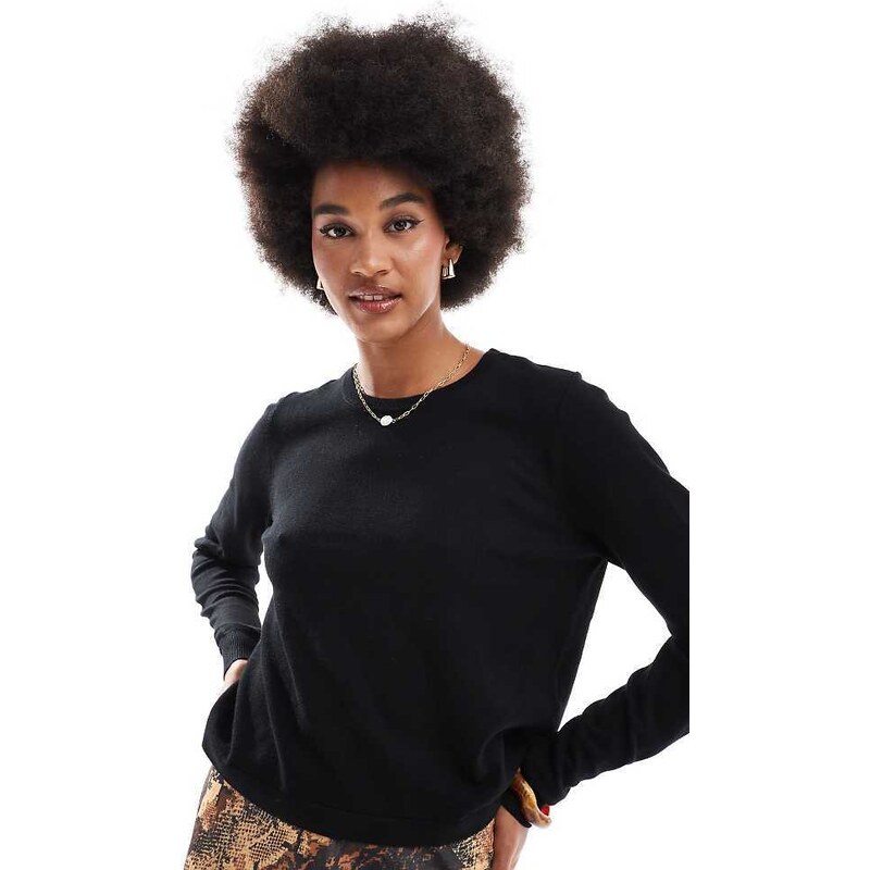 Vero Moda Tall round neck knitted jumper In black 100134979