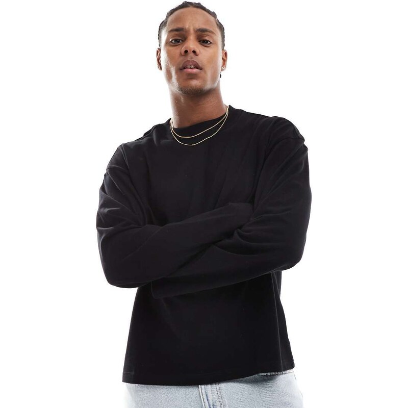 Weekday boxy oversized fit long sleeve t-shirt in black