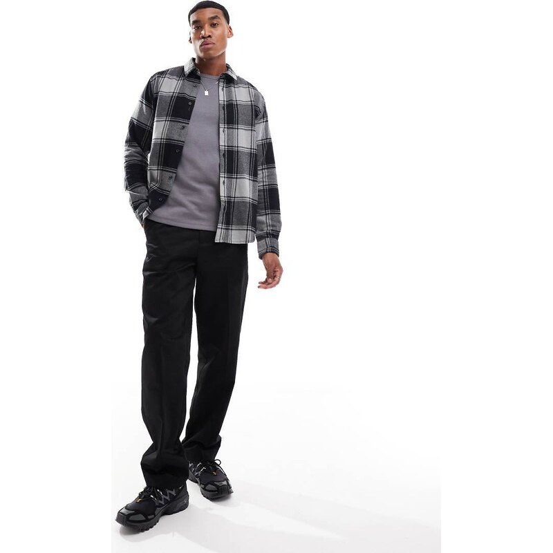 ONLY & SONS buffalo check shirt in black and grey