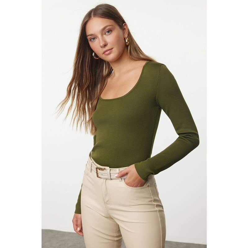 Trendyol Khaki Basic Pool Neck Knitwear Sweater 107081015
