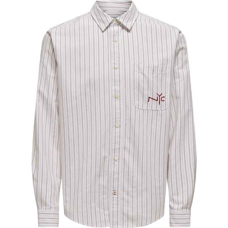 Only & Sons Košile ONSDrake cappuccino / tmavě červená /