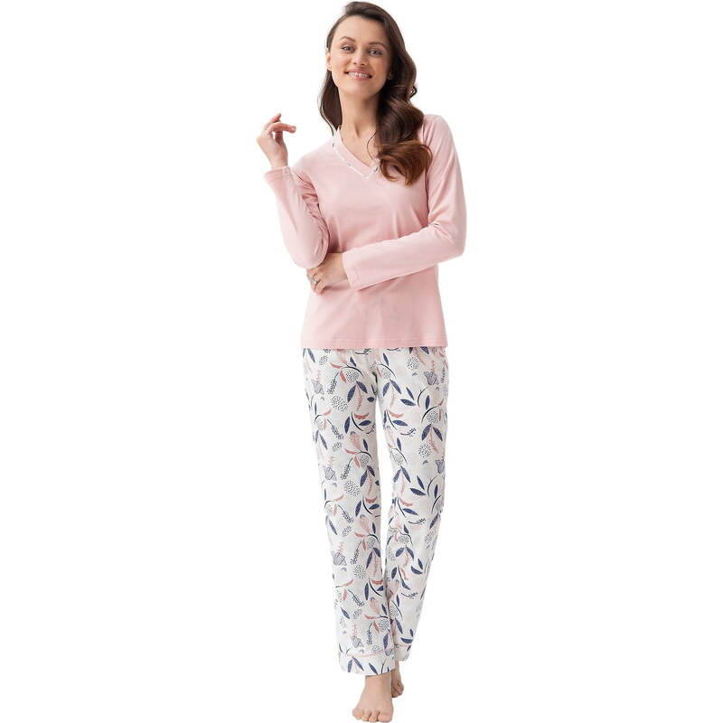 Dámské pyžamo LUNA 675 růžová květiny 99733384