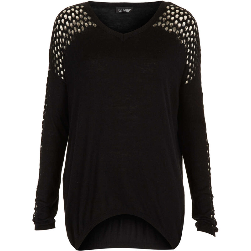 Topshop Knitted Pointelle Detail Top