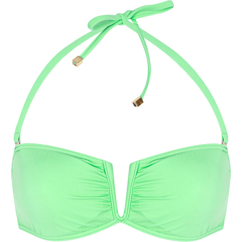 Topshop Apple Green Basic V Bandeau Bikini Top