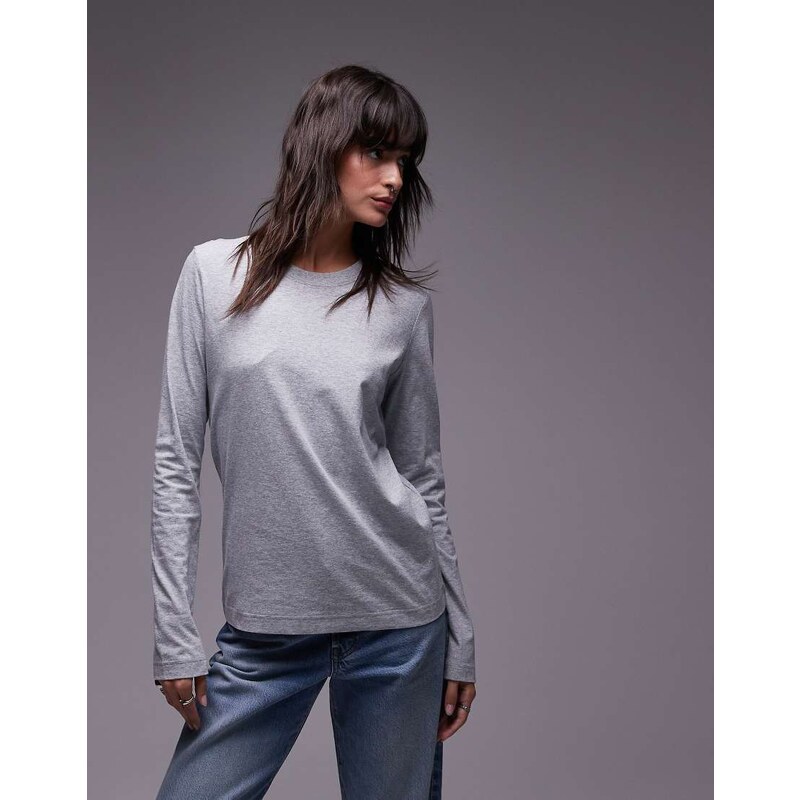 ARKET long sleeve t-shirt in grey melange 99772430