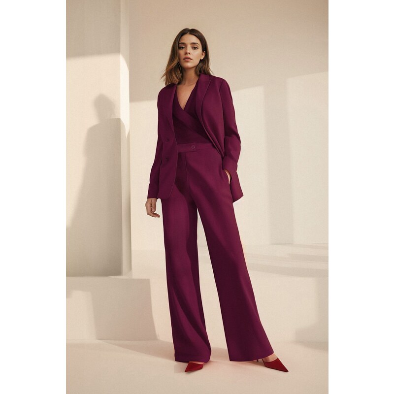 Trendyol Claret Red Wide Leg/Wide Leg Woven Fabric Trousers