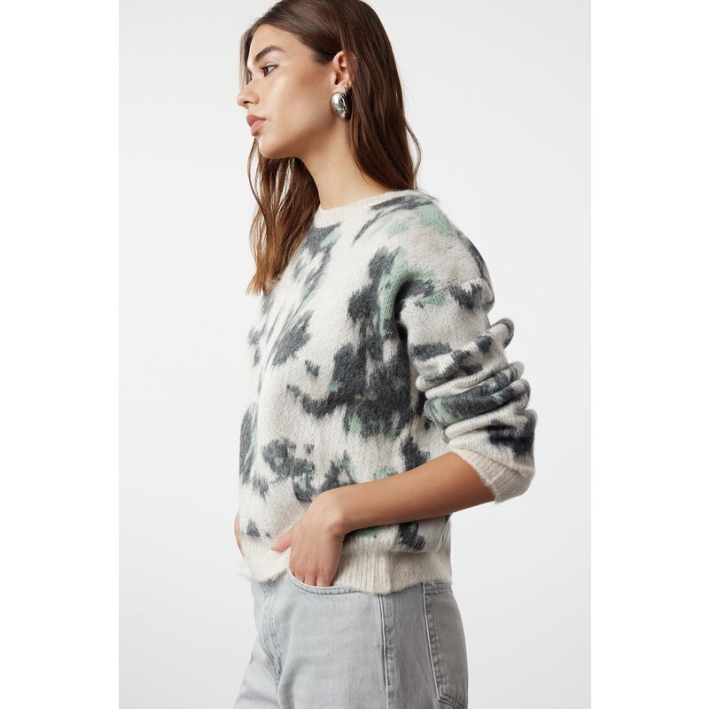 Trendyol Stone Soft Textured Crew Neck Knitwear Sweater 107078033