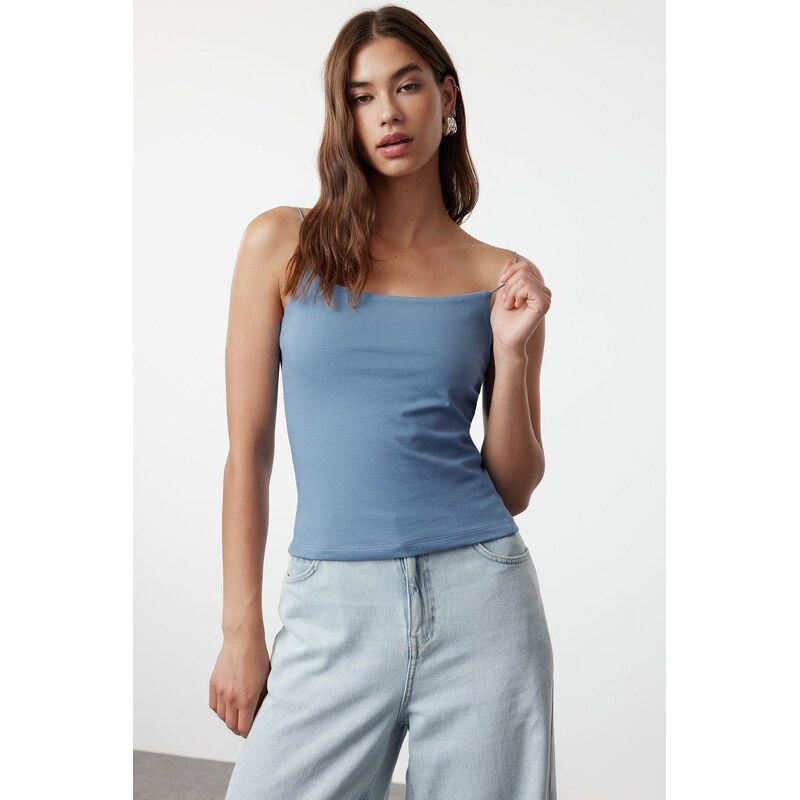 Trendyol Indigo Strap Regular Flexible Knitted Undershirt 115606456