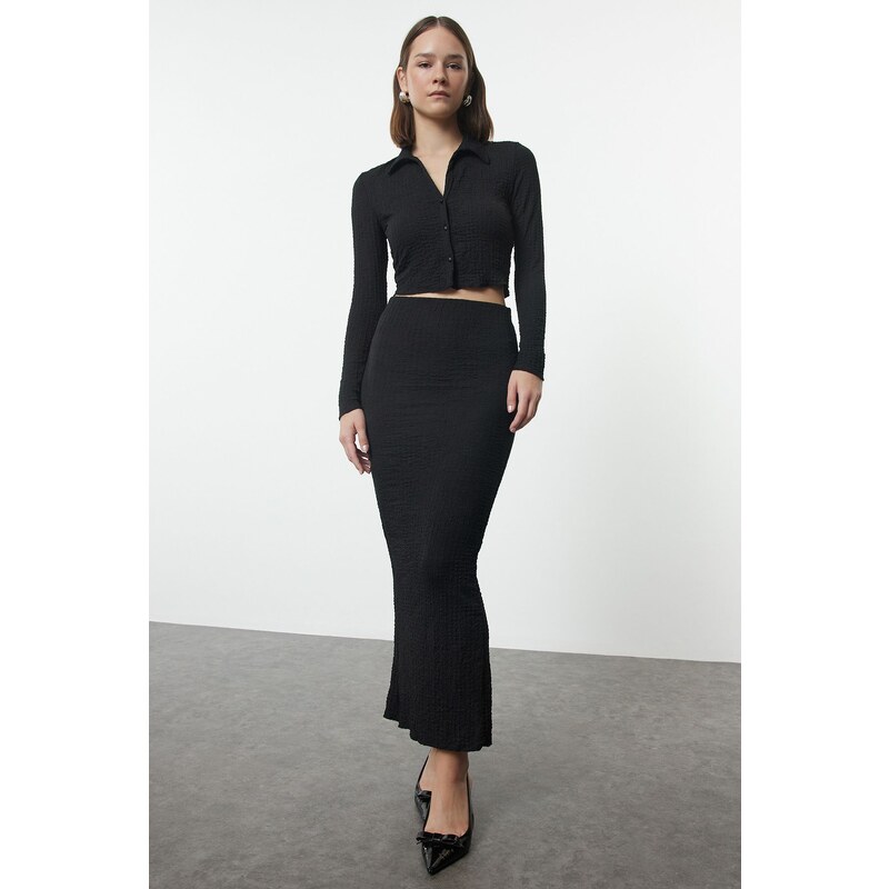 Trendyol Black Jacquard-Knit Bottom-Top Set