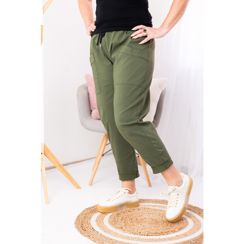 Italy fashion Pružné kalhoty RAINY Barva: Khaki, Velikost: UNI: