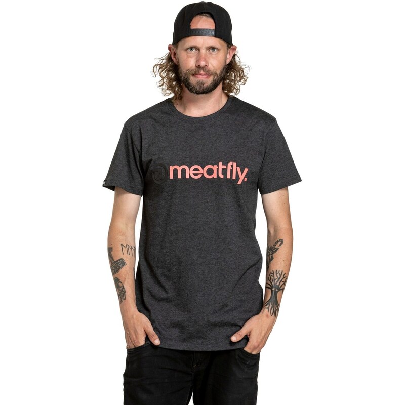 Meatfly pánské tričko Joe Red / Charcoal Heather | Červená