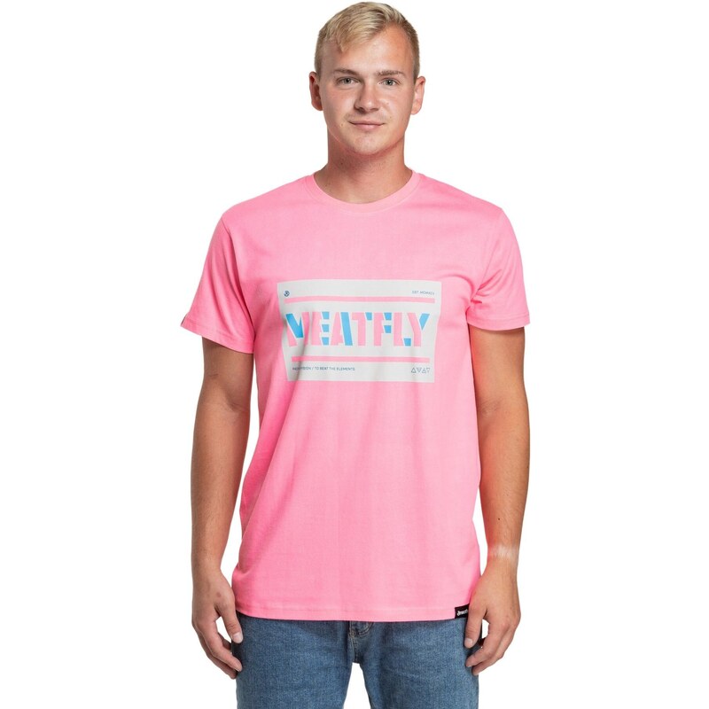Meatfly pánské tričko Rele Neon Pink | Růžová | 100% bavlna